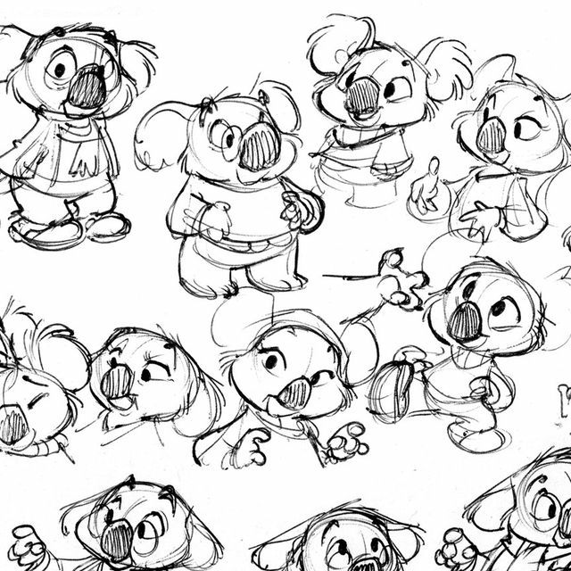 some character sketches for the cartoon ducky and friends