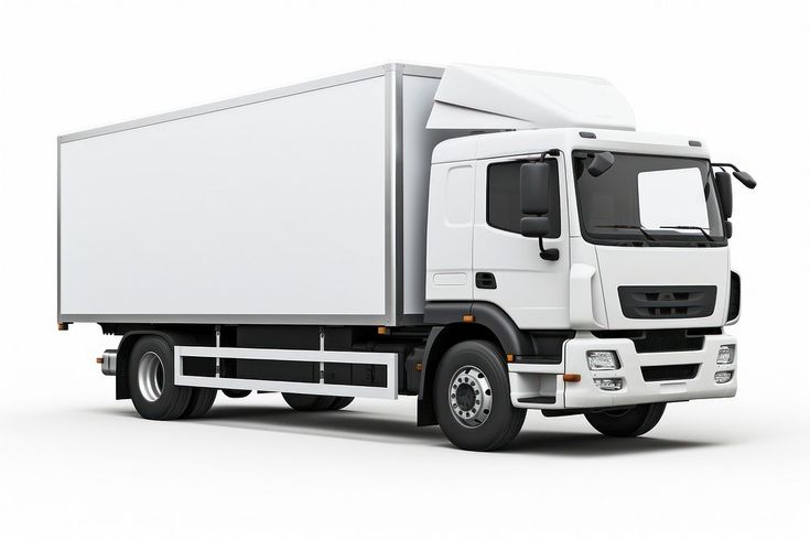 a white truck is shown on a white background