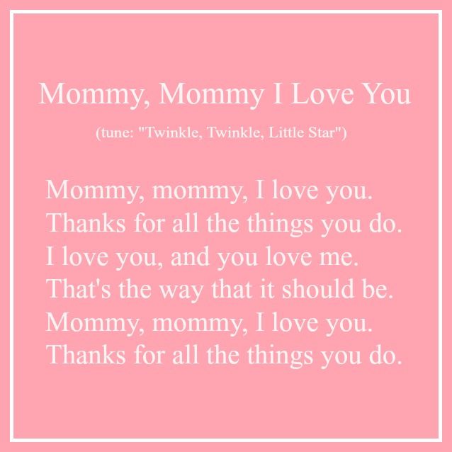 a pink background with the words mommy, mommy i love you