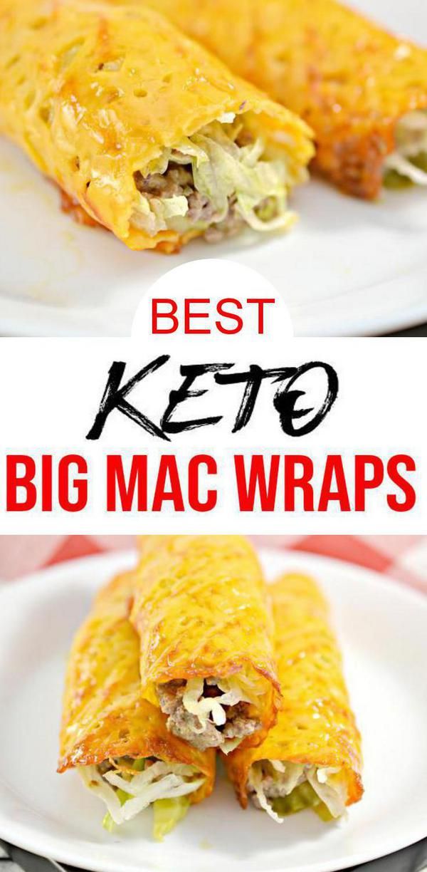 two plates with some food on them and the words best keto big mac wraps