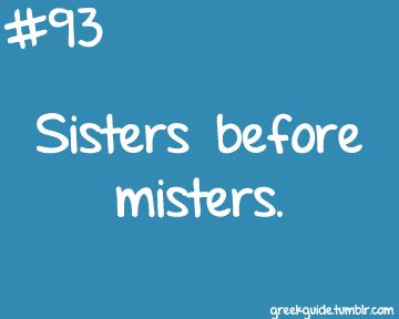 the words sisters before misters are written in white on a blue background with an image of