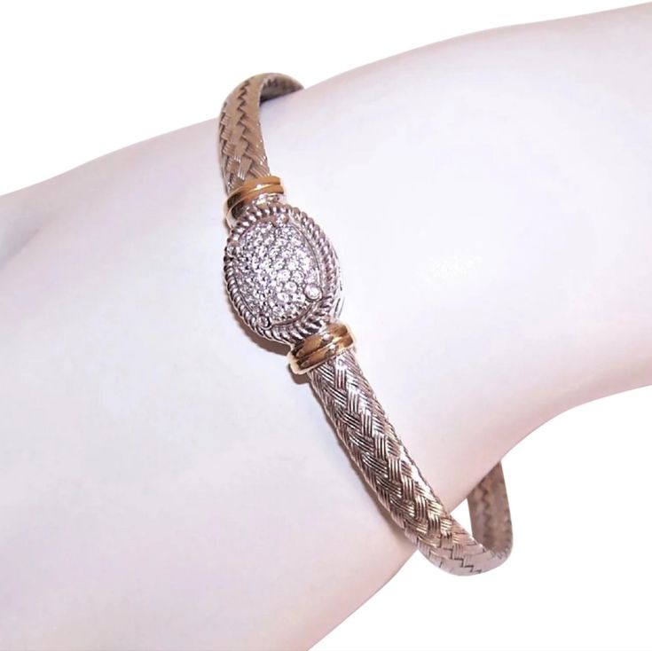 14k Gold And Sterling Silver Made In Italy Braided Bangle With Medallion Made In Italy Italian Dyadema 14k Gold Sterling Silver Diamond Basket Weave Flex Bracelet New With Tags Smoke Free, Pet Hypoallergenic Friendly Same/Next Day Shipping Follow Me On Insta Kikipluslulu Open To Offers Elegant Yellow Gold Sterling Silver Bracelet, Elegant Sterling Silver Bracelet In Yellow Gold, Elegant Hallmarked White Gold Bracelet, Luxury Adjustable Sterling Silver Hallmarked Bracelet, Luxury Adjustable Hallmarked Sterling Silver Bracelet, Elegant Hallmarked Sterling Silver Bracelet, Adjustable Diamond Cut Sterling Silver Bracelet For Formal Occasions, Elegant Adjustable Sterling Silver Jubilee Bracelet, Luxury Adjustable Sterling Silver Bracelet For Anniversary