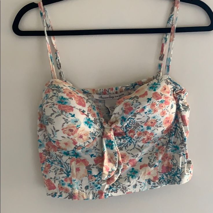 Built In Bra, Very Soft And Good Quality. Nwt Casual Printed Crop Top For Beach Season, Casual Floral Print Crop Top For Beach, Casual Floral Print Crop Top For Beach Season, Solid Crop Top With Built-in Bra And Spaghetti Straps, Y2k Tops With Spaghetti Straps And Built-in Bra, Cotton Crop Top With Built-in Bra And Spaghetti Straps, Casual Brown Crop Top With Built-in Bra, Cute White Shirts, Brown Stretch Crop Top With Built-in Bra