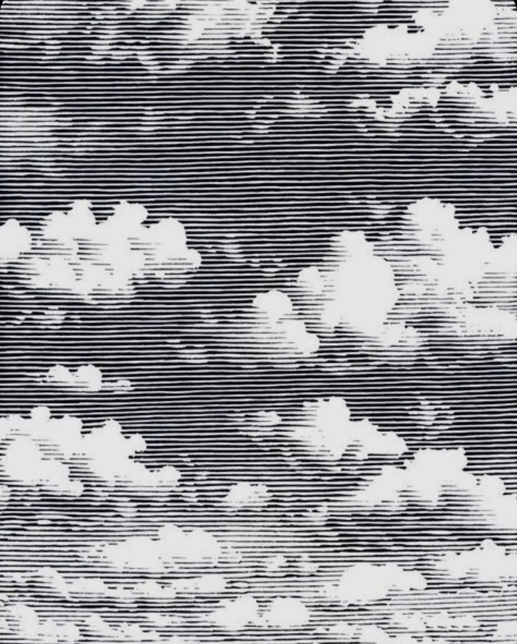 black and white image of clouds in the sky with vertical lines going through them, vintage style