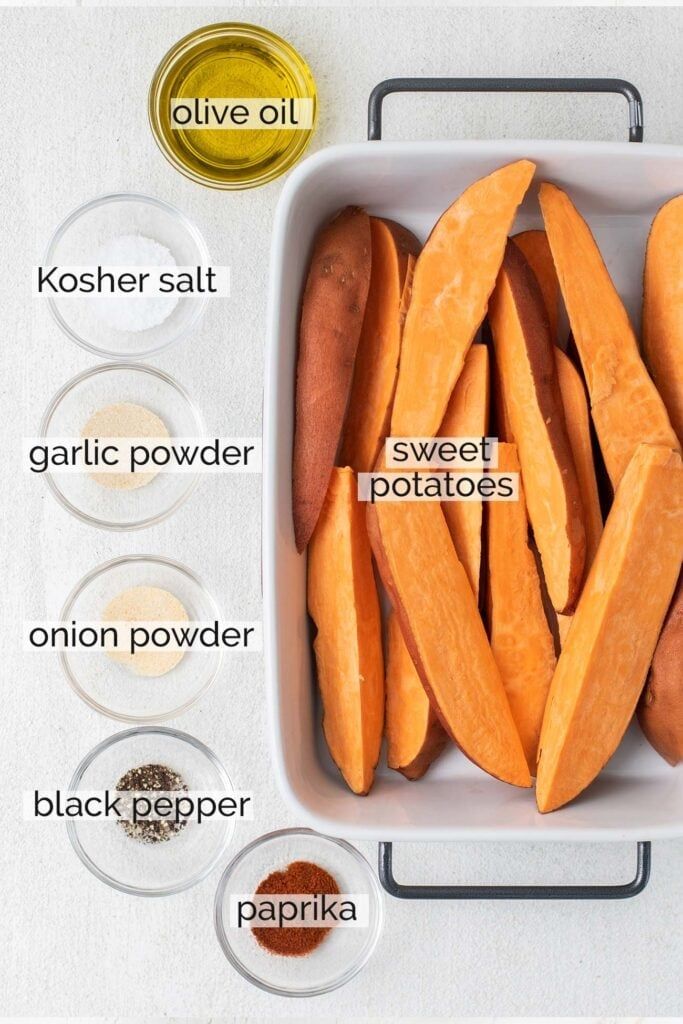 the ingredients to make sweet potatoes are shown in bowls