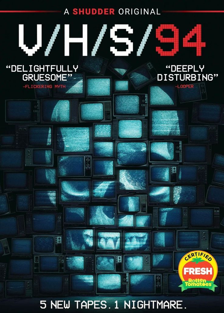 the poster for vh / s / 94, which features an image of a skull on