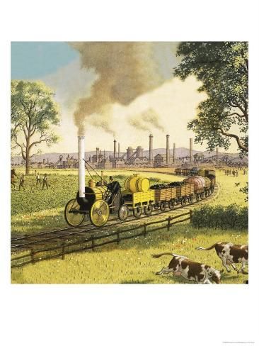 Ronald Lampitt, Industrial Revolution Lessons, Countryside Paintings, World History Lessons, The Industrial Revolution, The Time Machine, Train Art, Ladybird Books, Giclee Painting