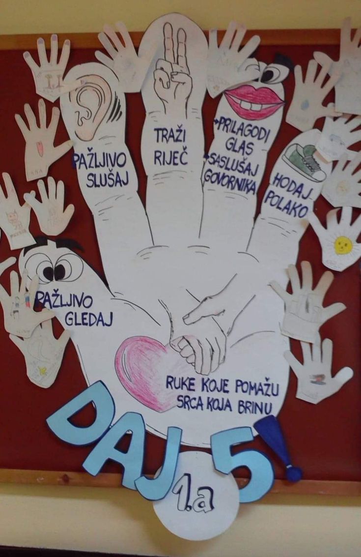 a bulletin board with handprints on it and the words days in different languages