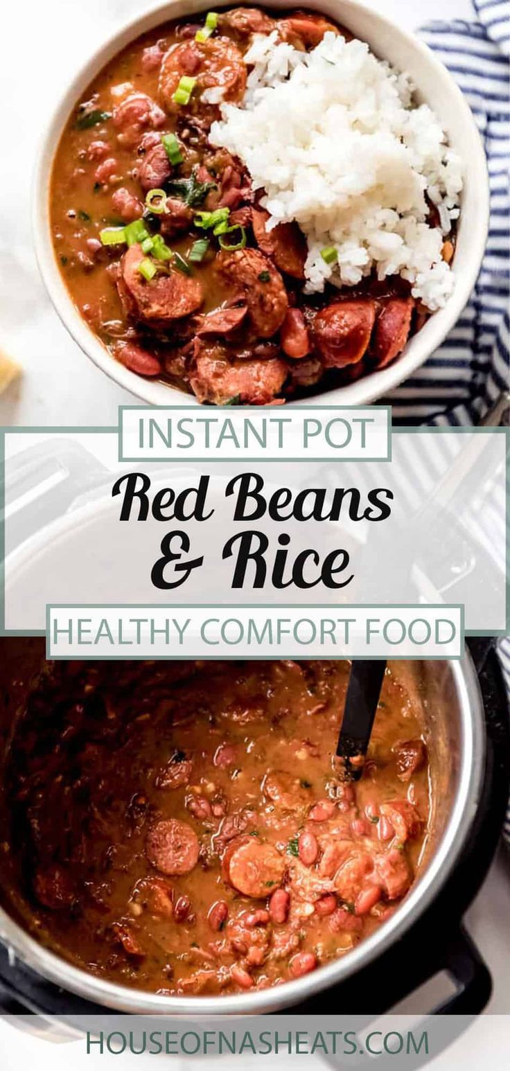 instant pot red beans and rice with text overlay