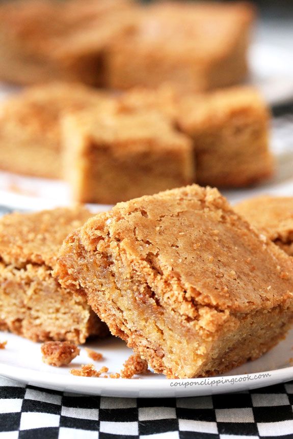 two pieces of peanut butter bars on a plate