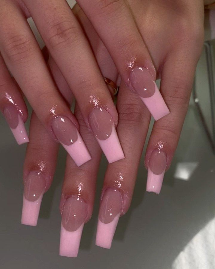 Pink French Tip, French Tip Acrylic Nails, Pink French, Simple Acrylic Nails, Long Acrylic Nails Coffin, Acrylic Nails Coffin Pink, Long Square Acrylic Nails, Bling Acrylic Nails, Acrylic Nails Coffin Short