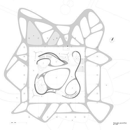 the floor plan for an art museum, with several different shapes and sizes on it