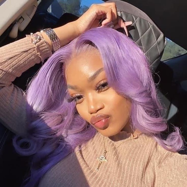 Hair Color Inspiration 🎨✨ Different Shades of Purple 💜 This is your sign to step out of your comfort zone and try a new color! 🩷❤️🧡💛💚💙💜🖤🩶🤍🤎🌈 (Disclaimer: This is not my work, just an example post of hair color shades on different skin tones!) 🦋 Pastel Purple Color, Pastel Purple Hair, Wigs Body Wave, Hair Shedding, Hair Color Purple, Hair Shop, Pastel Hair, Lace Hair, Bleached Hair