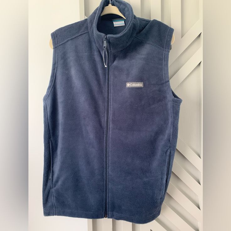 Nwot! No Rips, Stains Or Holes Open To Offers! Blue Fall Vest With Pockets, Blue Vest With Pockets For Fall, Casual Navy Vest With Pockets, Casual Blue Vest For Winter, Columbia Sweaters, Columbia Jacket, Columbia Blue, Sweater Vest, Columbia