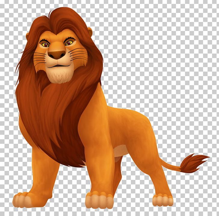 a cartoon lion standing with his head turned to the side, and looking at the camera