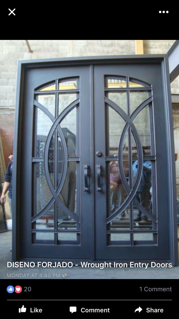 an image of a double door with glass on the front and side doors in black