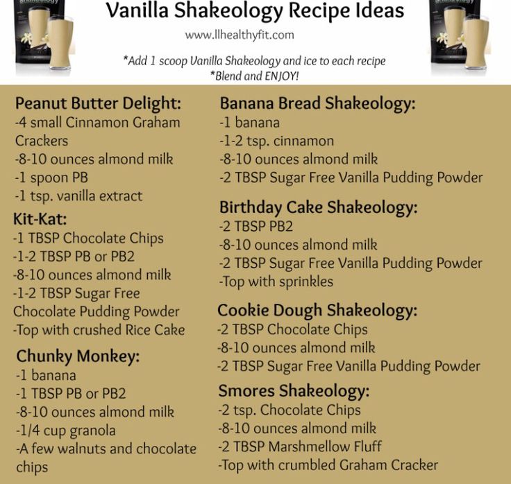 the recipe for vanilla shakeology is shown