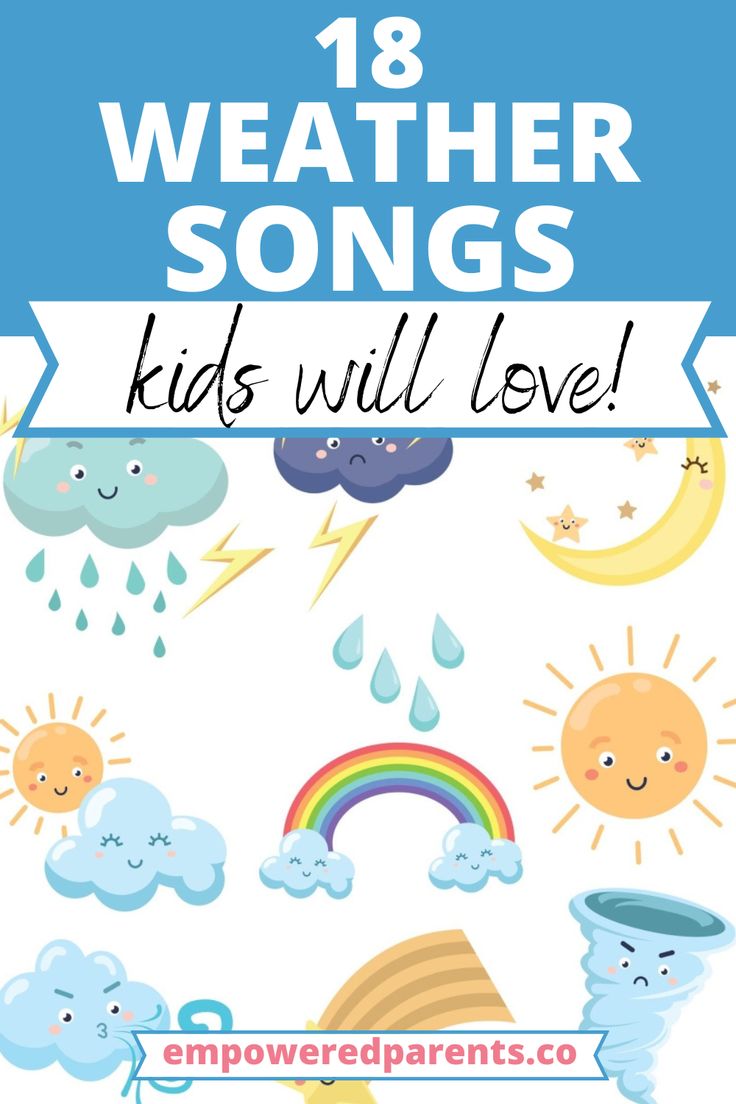 Teach your kids these fun songs about the weather and the different seasons of the year. There are songs about rain, snow and sun too. | Weather songs for preschoolers | Preschool weather songs | Songs about weather for toddlers | Weather songs for kids | Weather songs preschool | Songs About Weather Preschool, Weather Song Preschool, Weather Songs For Preschool, Calendar Songs For Preschool, Weather Changes Preschool Activities, Weather Songs For Toddlers, Weather Curriculum Preschool, Weather Fingerplays, Weather Experiments Preschool