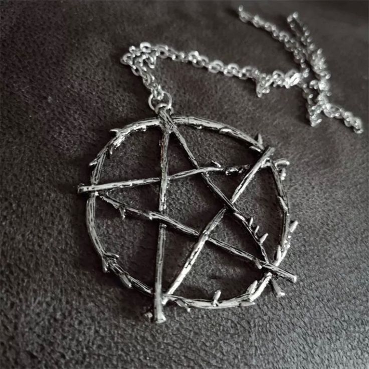 Jewelry Women Woman Woman’s Womens Female Females Stylish Fashion Accessories Accessory Witch Witches Witch’s Witchcraft Witch Craft Vampire Vampires Halloween Spooky Creepy Haunted Branches Tree Branch Thorn Thorns Gothic Soft Goth Emo Punk Heavy Metal Rocker Rock Star Egirl E Girl Alternative Boho Gypsy Wiccan Wicca Pagan Paganism Nordic Norse Greek Mythology Celtic Viking 5 Point Star Protection Pentacle Pentagram Five Point Star Barbed Wire Thorns Barb Wires Thorn Branch Branches Necklace Ne Wicca Pentagram, Wicca Necklace, Grunge Necklace, Witch Pendant, Pagan Necklace, Wiccan Necklace, Pentagram Necklace, Witch Necklace, Pentagram Pendant