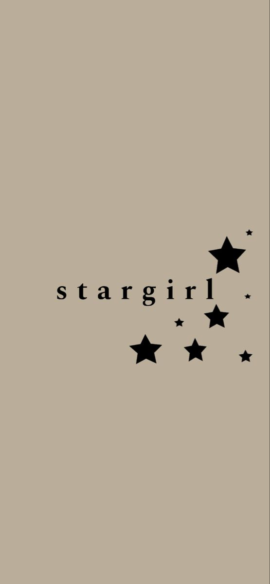 the words stargirl are written in black on a beige background with stars around it