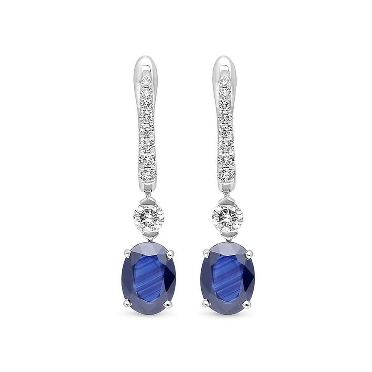 3.5 carat Oval cut natural Blue Sapphires and diamonds 14K white gold Luxury Oval Sapphire Diamond Earrings, Sapphire Oval Earrings Brilliant Cut, Classic Oval Sapphire Diamond Earrings, Classic Blue Oval Diamond Earrings, Formal Oval Sapphire Diamond Earrings, Formal Sapphire Diamond Oval Earrings, Blue Sapphire Oval Diamond Earrings, Sapphire Color Oval Diamond Earrings, Oval Sapphire Earrings With Diamond Accents