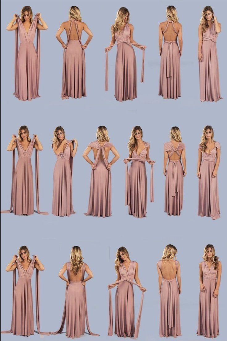 Long Dress For Party, Infinity Dress Ways To Wear, Wrap Dress Tutorial, Infinity Dress Styles, Vestido Convertible, Multiway Bridesmaid Dress, Infinity Dress Bridesmaid, Wrap Dress Bridesmaid, Multiway Dress