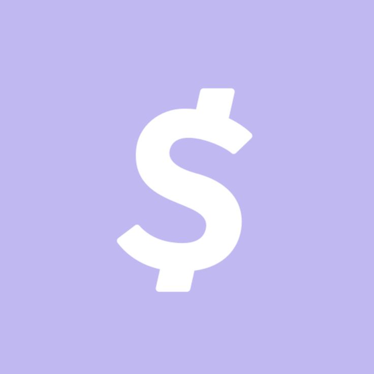 a white dollar sign on a light purple background with the word $ written below it