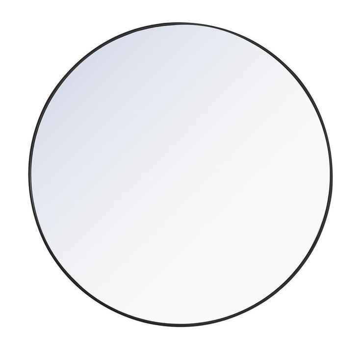 a round mirror on a white background with black border around the edges and bottom edge