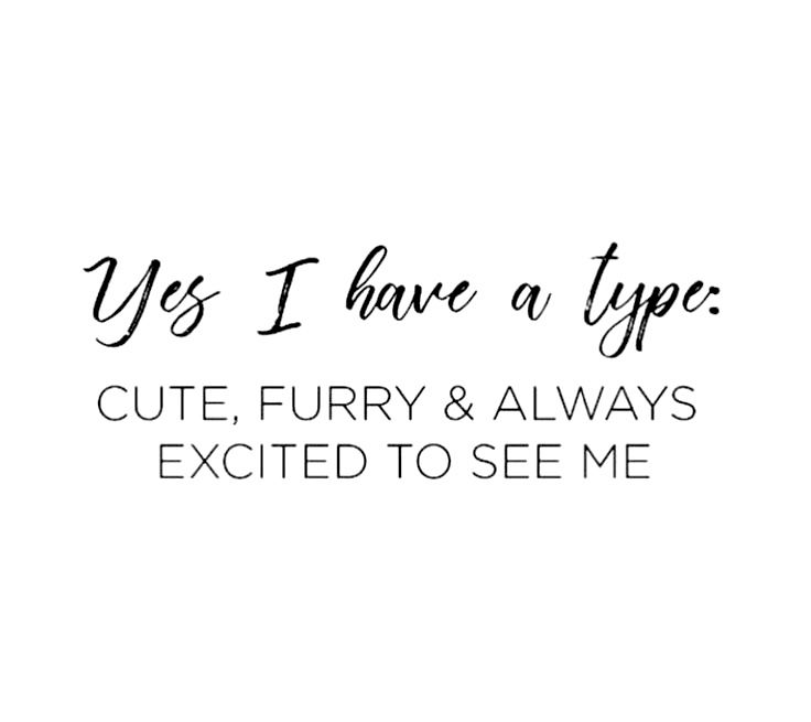 the text says yes i have a type cute, furry and always excited to see me