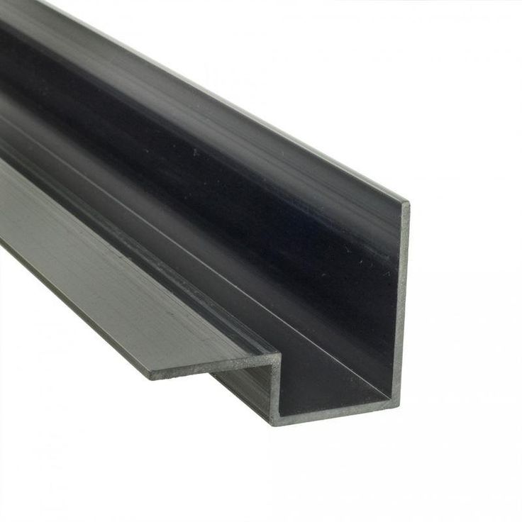 an aluminum profile is shown on a white background, with the end section in black