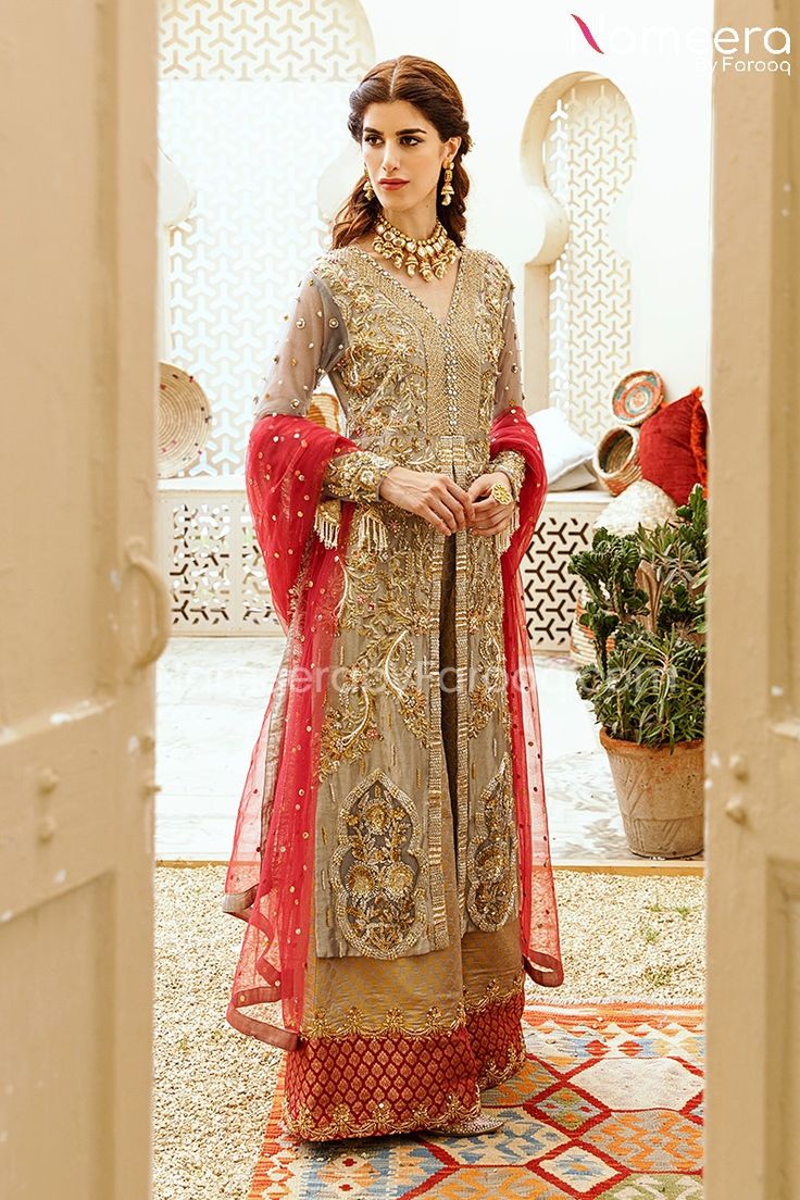 Buy Classic Front Open Bridal Kameez Salwar, a traditional masterpiece to wear at wedding festivities. This stunning Pakistani Dress is available Online. Anarkali Churidar For Wedding Transitional Season, Anarkali Churidar For Wedding During Transitional Season, Eid Floor-length Embellished Salwar Kameez, Wedding Salwar Kameez With Intricate Kundan Embroidery, Salwar Kameez With Intricate Embroidery For Wedding, Elegant Georgette Sherwani For Wedding, Elegant Wedding Sherwani In Georgette, Traditional Drape Churidar With Dabka For Reception, Churidar With Dabka Work And Traditional Drape For Reception