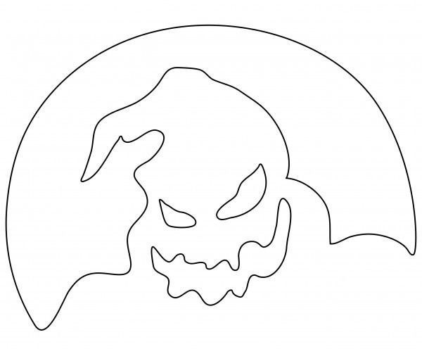 a drawing of a scary face in the shape of a pumpkin