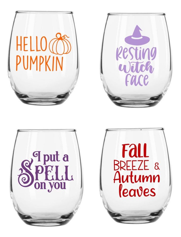 Halloween Wine Glasses Vinyl, Fall Wine Glasses Diy, Autumn Decorating Living Room, Peach Crafts, Thanksgiving Wine Glasses, Fall Wine Glasses, Guide To Self Care, Cricut Wine Glasses, Cute Wine Glasses