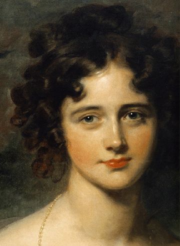 a painting of a woman with curly hair wearing a necklace and pearls on her neck