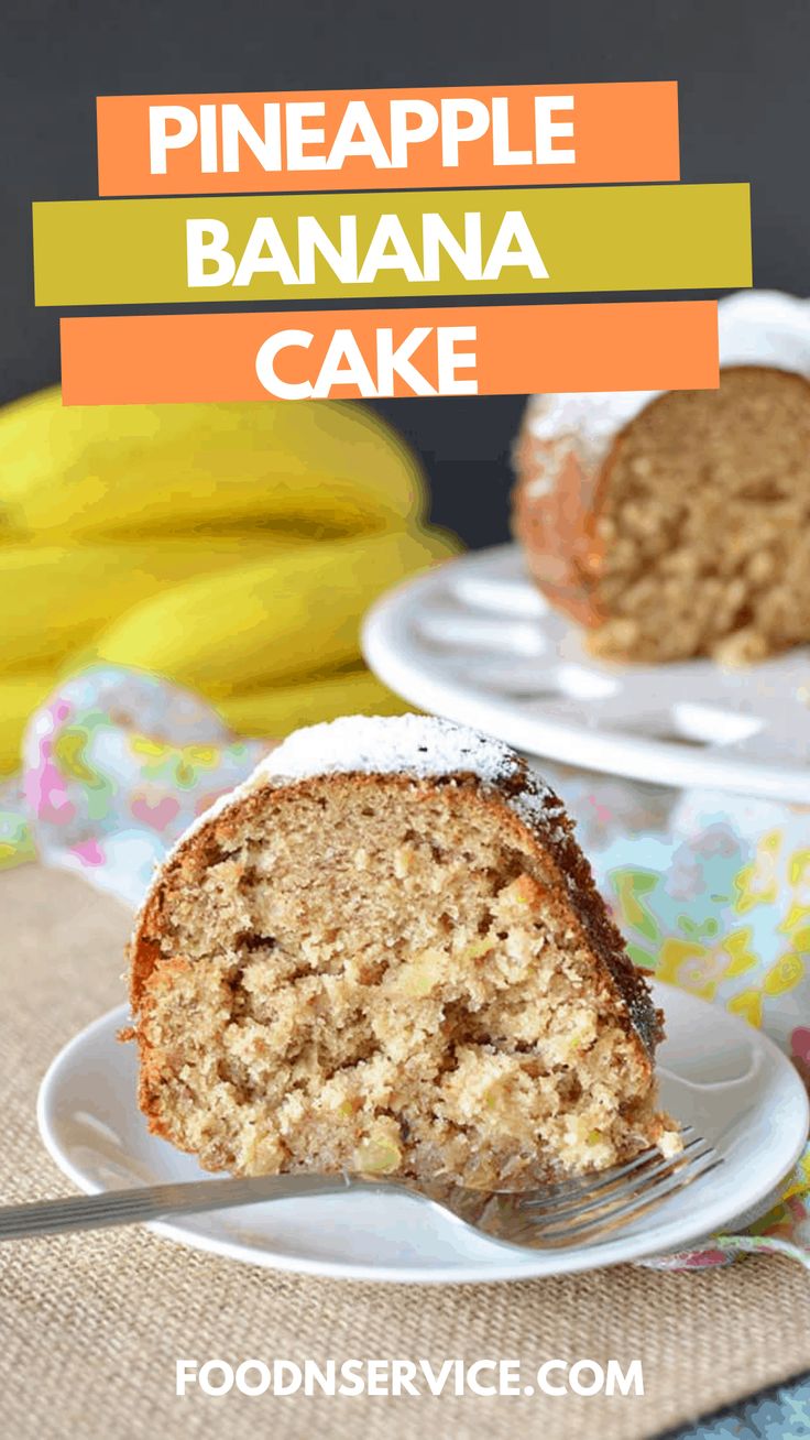 a piece of pineapple banana cake on a plate