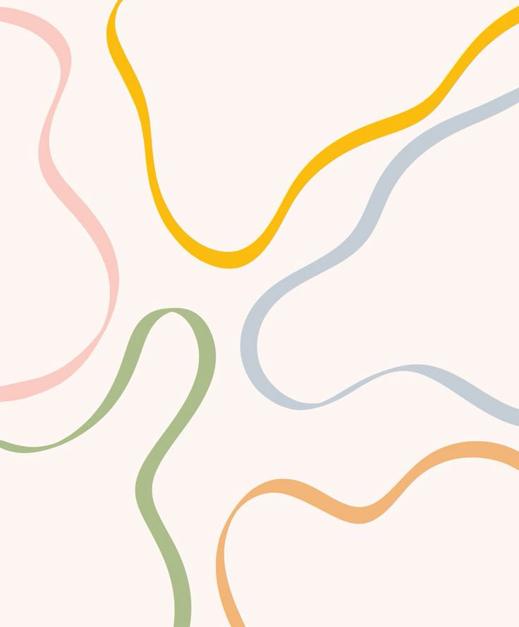 an abstract background with lines and curves in yellow, green, red, blue, and orange