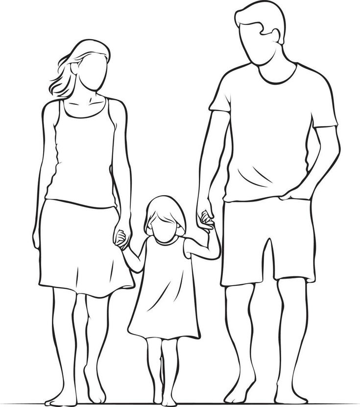 Parent and Kid Line Drawing. Family Of 3 Drawing, Family Pic Drawing, Simple Family Drawing, Family Simple Drawing, Drawings Of Family, Parents Sketch, Family Outline Drawing, Parent Drawing, Outline Art Family