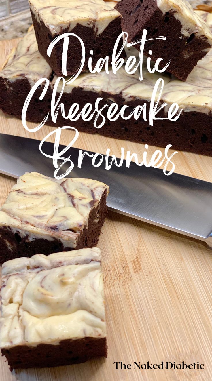 A simple easy-to-follow recipe for diabetic Sugar-Free Cheesecake Brownies. Simple Sugar Free Desserts, Easy Sugar Free Desserts For Diabetics, Diabete Recipes For Dessert, Sugar Free Desserts For Diabetics, Cheesecake Brownie Recipe, Sugar Free Baking Recipes, Desserts For Diabetics, Pawpaw Recipes, Meals For Diabetics