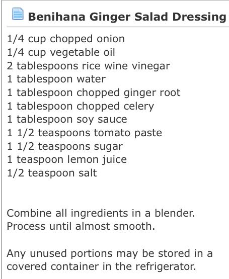 a recipe for homemade ginger salad dressing is shown on the appliance page, with instructions to make it