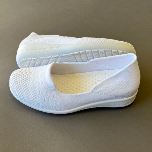 White Temple Shoes, White Breathable Slip-on Sneakers For Light Exercise, Comfortable White Slip-ons With Cushioned Footbed, Comfortable White Slip-on Sneakers For Light Sports, White Synthetic Closed Toe Slip-ons, Comfortable White Slip-ons With Flat Heel, Slip-on Walking Shoes For Light Exercise, Comfortable White Flat Heel Slip-ons, White Slip-ons With Rubber Sole And Flat Heel