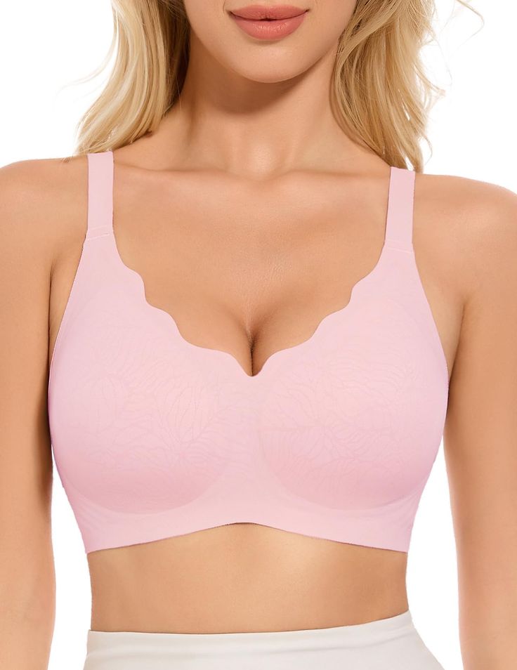 PRICES MAY VARY. 【MOEOZLLO Seamless Bra�】This bra is made of breathable material, allowing the skin to breathe. Made of nylon-spandex mixed high-elastic fabric and Exquisite patterned fabric design, it is comfortable to wear 24 hours a day. Use non-sensory labels to eliminate friction and feel as gentle as skin 【Jelly Strip, No Wire Bra】MOEOZLLO bra uses W-shaped jelly strips to support the breasts and create a push-up effect. Jelly strips replace wire to achieve a better one-piece design. Semi-f Wireless Bras, Wire Bra, Beautiful Bra, Seamless Bra, Elastic Fabric, Wireless Bra, Womens Bras, T Shirt Bra, Patterned Fabric