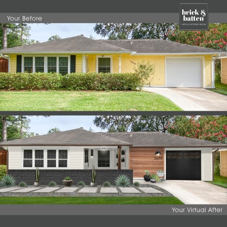 before and after photos of a house in the suburbs