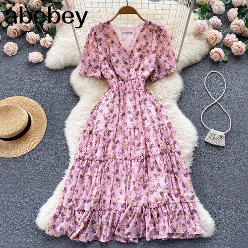 Shipping: Worldwide Express Shipping AvailableDelivery time: 7-15Days Fast ShippingReturns: Fast refund, 100% Money Back Guarantee.Brand Name: abebeySleeve Style: RegularPattern Type: SolidSilhouette: A-LINENeckline: V-NeckDecoration: FoldsStyle: CasualDresses Length: Mid-CalfMaterial: CottonMaterial: PolyesterOrigin: Mainland ChinaClosure Type: PulloverType: RegularWaistline: empireSleeve Length(cm): ShortSeason: SummerRelease Date: Summer 2022Place Of Origin: China (Mainland)Gender: WOMEN Non-stretch Midi Dresses For Beach Season, V-neck Dress For Garden Party During Beach Season, Non-stretch Floral Print Dresses For Beach Season, Non-stretch Floral Print Beach Dress, Summer Midi-length Chiffon Mini Dress, Fitted Short Sleeve Midi Dress For Beach Season, Pink Non-stretch Dress For Brunch, Elegant Short Sleeve Dress For Beach Season, Pink Midi Dress For Beach Party