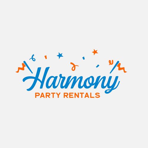 the logo for harmony party rentals