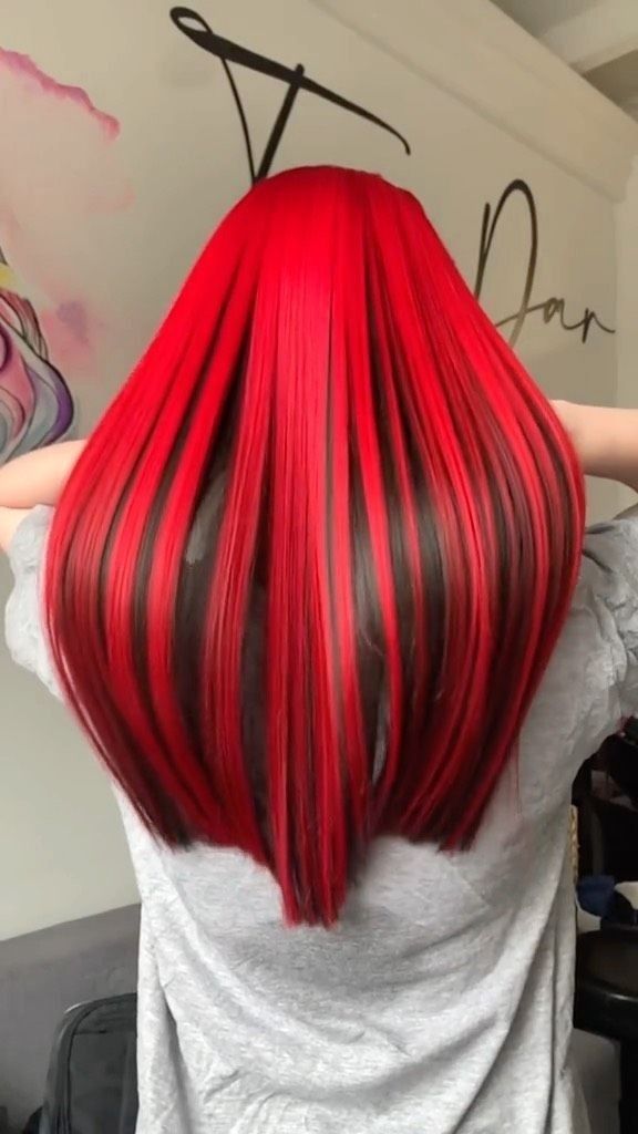 Hidden Colors, Bright Red Hair, Color Ideas, Bright Color, Dyed Hair, Hair Inspo, Red Hair, Plus Size Fashion, Black Hair