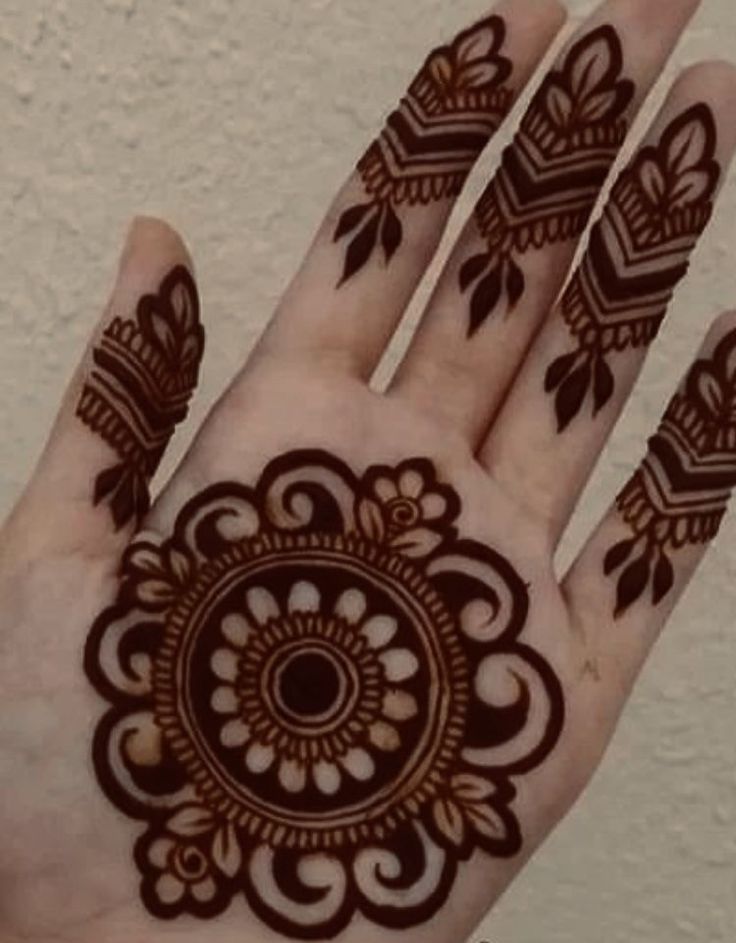 the hand is decorated with henna designs