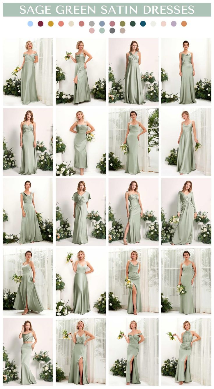 a collage of photos showing the different dresses worn by women in pastel colors