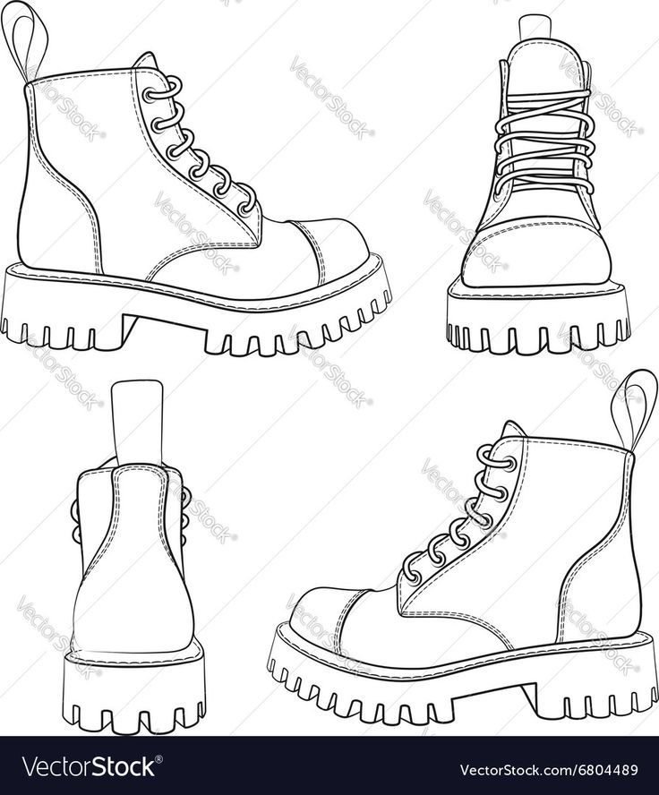 four different types of boots with laces