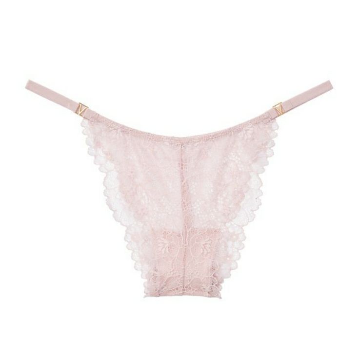 All Over Delicate Lace Is Finished With A String Waist And Our Signature Logo Hardware. The Brazilian Panty Features A Low Rise, High-Cut Leg And Minimal Back Coverage. Low-Waist Silhouettestring Waistminimal Back Coverage: Lots Of Cheek Peekmachine Washbody: 89% Polyamide, 11% Elastanegusset: 100% Cotton Exclusive Of Decoration Color: Pale Berry Victoria's Secret Lace Trim Briefs, Feminine Briefs By Victoria's Secret, Victoria's Secret Pink Lace Bottoms, Victoria's Secret Loungewear Briefs, Low Waist, High Cut, Signature Logo, Women's Intimates, Low Rise