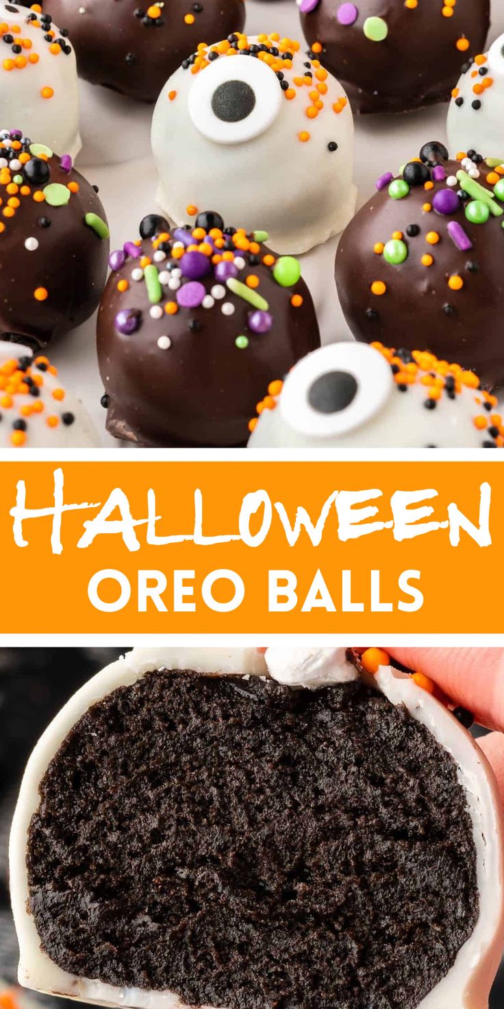 halloween dessert oreo balls Halloween Oreo Balls, Halloween Cake Balls, Halloween Truffles, Bake Halloween, Oreo Balls Recipe, Halloween Deserts, Oreo Treats, Halloween Oreos, Best Chocolate Desserts